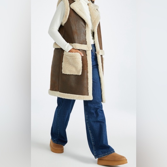 4 In 1 Shearling Faux Leather Long Coat - NWT!!! - Picture 13 of 15